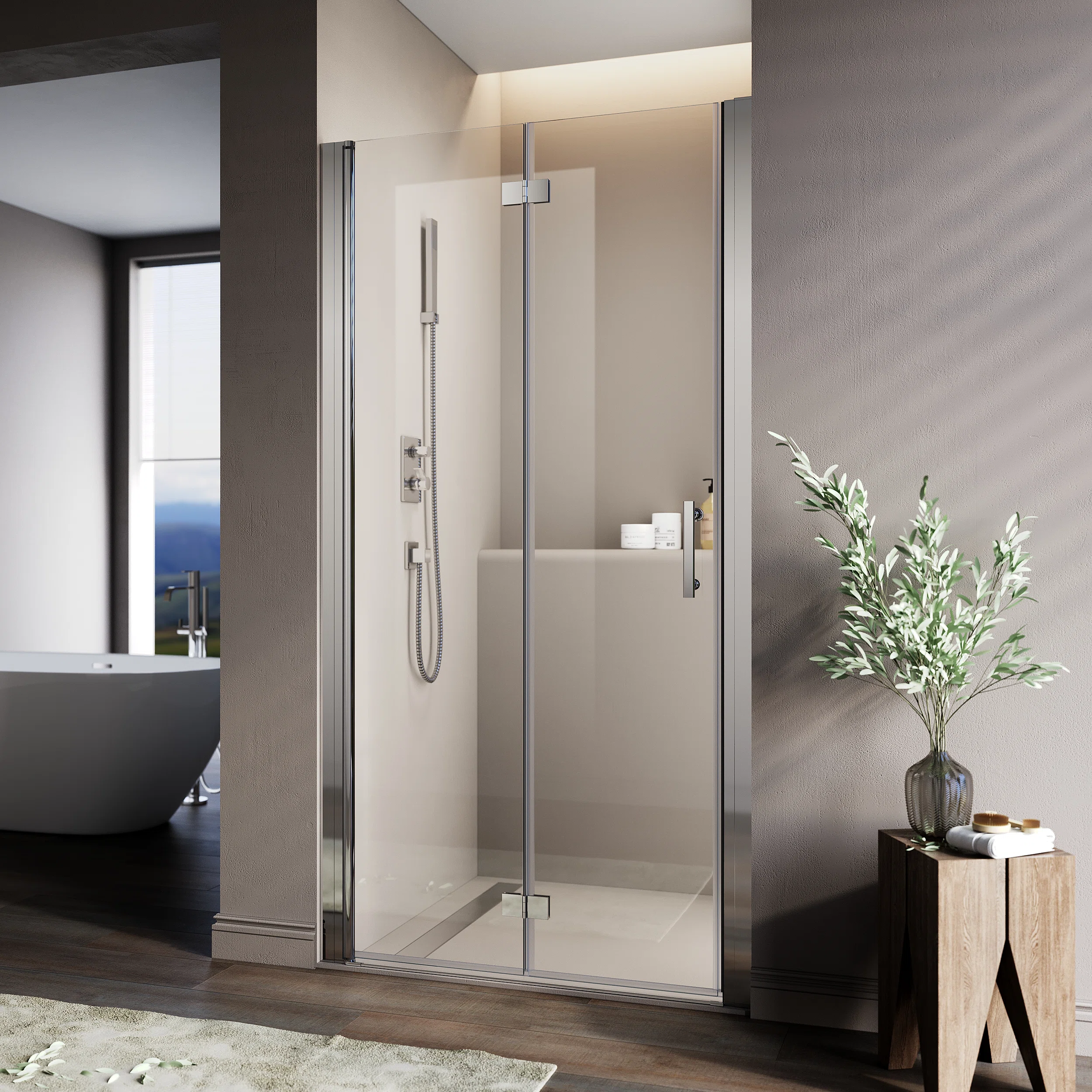 Semi frameless Bi fold Shower Doors